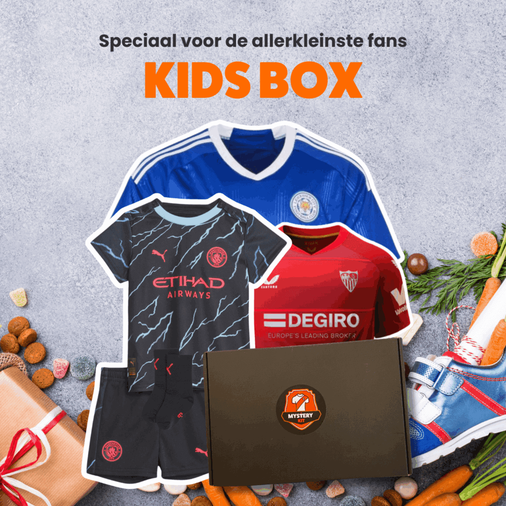 Officieel voetbalshirt voor kinderen, geleverd in de Kids Mystery Box van Mystery Kit.