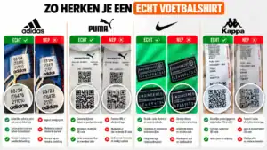 Echt of nep voetbalshirt herkennen aan labels en productcodes